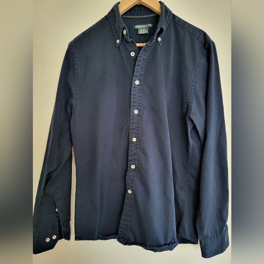 Navy Casual Button Down Shirt By SPRINGFIELD - M